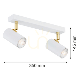 Plafond Argon Lagos 890 Weiß matt Messing 2x GU10 350 mm small 2