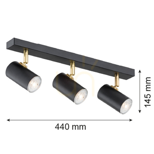 Plafond ARGON LAGOS 3x GU10 Schwarz Matt Messing 1476 small 2