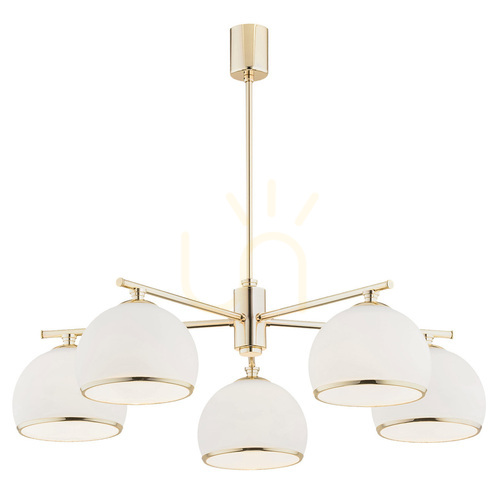 Prüfen Kronleuchter ARGON MARBELLA 2088 weiß Messing Glas 5xE27 IP20