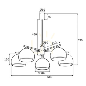 ARGON Marbella 2088 Kronleuchter mit Opalglas, messingfarben, 5×E27 small 5