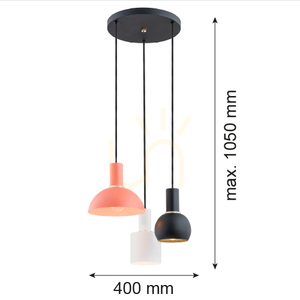 Pendelleuchte ARGON SINES weiß/schwarz/koralle E27 3-flammig 1480 small 1