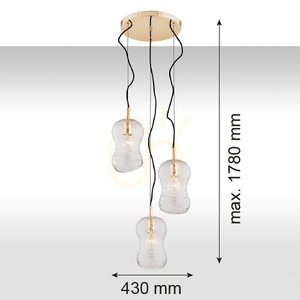Pendelleuchte ARGON CADIZ 1464 transparent Messing Kristall E27 3-flammig small 1