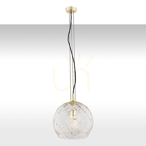 Prüfen Pendelleuchte ARGON OVIEDO transparent Kristall Messing E27 4201