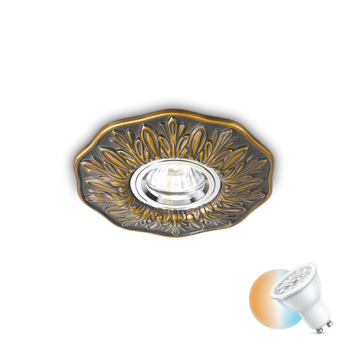 Prüfen Einbauleuchte Ideallux POLKA 115580 champagner GU10 Ø14 cm Aluminium Metall