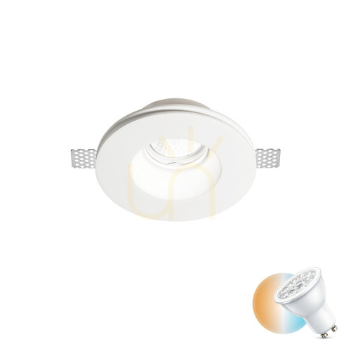 Prüfen Einbauleuchte Ideallux Samba 150130 rund weiß Gips GU10 D18 cm
