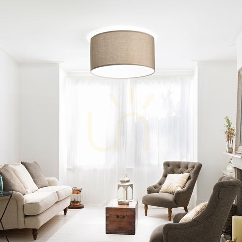 Prüfen Lampenschirm Ideallux SET UP Cilindro D45 Stoff Taupe 304625