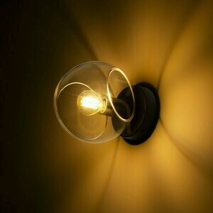 Solaris-Wandanbauleuchte Transparentes Glas/Schwarz 230 V Led E14 7 W. small 3