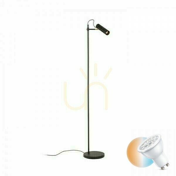 Varia Stehlampe Schwarz Messing 230 V Led Gu10 9 W.