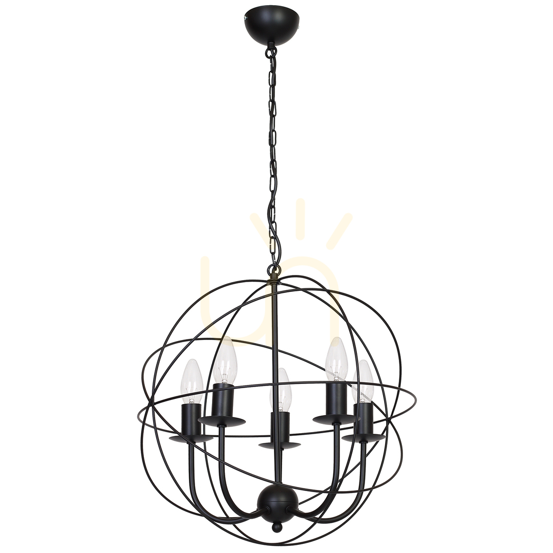 Globe Black 5 Ljuskrona
