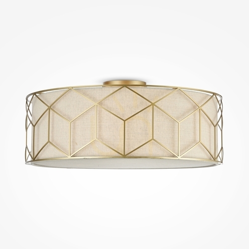 Prüfen Maytoni MESSINA H223-PL-05-G Deckenleuchte, gold, Leinenschirm Ø 57 cm, 5 × E27 max. 60 W, 5 Jahre Garantie