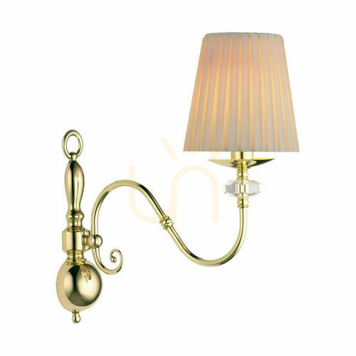 Prüfen Wandleuchte Antigo Lilosa Messing poliert Stoffschirm E14 41 cm 8395