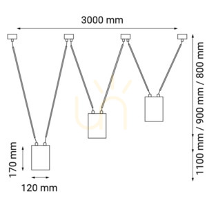 Pendelleuchte Antigo VIWIN 3-flammig schwarz Stahl LED ES111 300 cm 9022 small 1