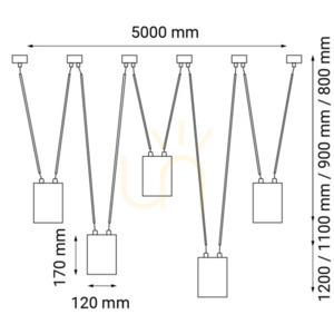 Pendelleuchte Antigo VIWIN 5 schwarz Stahl LED ES111 500 cm 9023 small 1