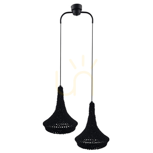 Prüfen Pendelleuchte Antigo Mahaka 2 schwarz Stahl/Baumwolle 50 cm E27 LED 5173