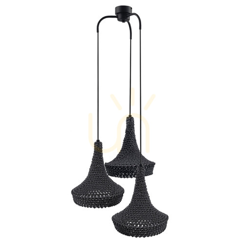 Prüfen Pendelleuchte Antigo Mahaka 3 grau Stahl Baumwolle E27 50 cm 5183