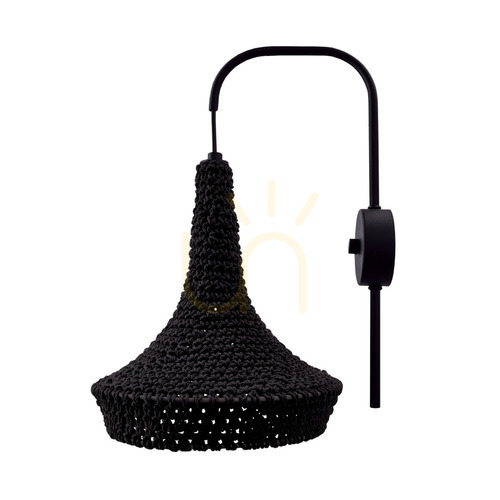 Prüfen Wandleuchte Antigo Mahaka schwarz Stahl/Baumwolle E27 39 cm 4031