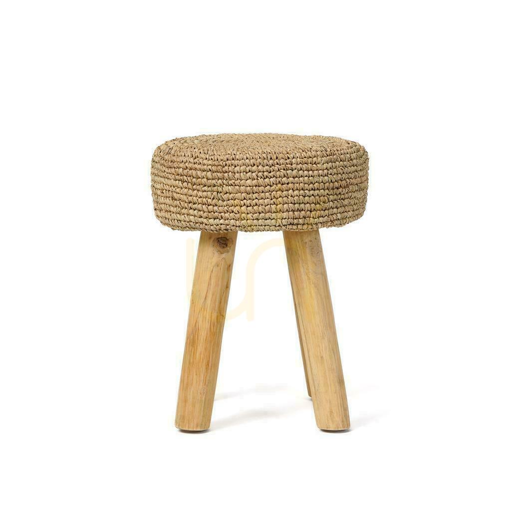 Prüfen Hocker BAZAR BIZAR Island Collection Teakholz Raffia Natur Beige 35x45 cm Hocker BAZAR BIZAR Island Collection Teakholz Raffia Natur Beige 35x45 cm