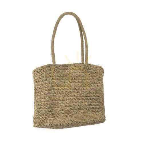 Prüfen Raffia Shopper BAZAR BIZAR Natur Beige 20x38 cm