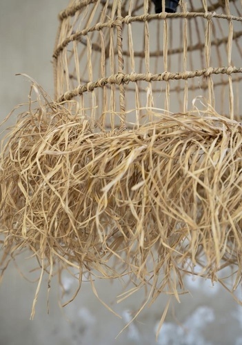 Prüfen Hängelampenschirm BAZAR BIZAR Casita S aus Mendonggras, Natur 40 × 65 cm