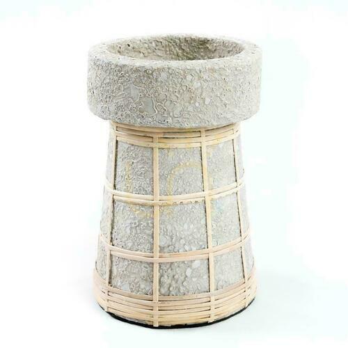 Prüfen Kerzenhalter BAZAR BIZAR Beton Natur Terrakotta Rattan 20 cm beige