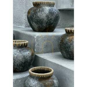 Vase BAZAR BIZAR Terracotta Collection Antik Grau L Terrakotta Raffia small 3