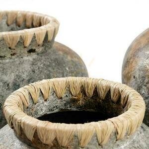 Vase BAZAR BIZAR Terracotta Collection Antik Grau L Terrakotta Raffia small 5