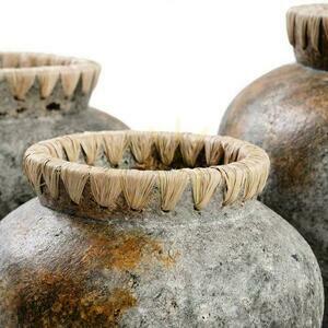 Vase BAZAR BIZAR Terracotta Collection Antik Grau L Terrakotta Raffia small 7