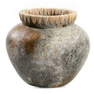 Vase BAZAR BIZAR Terracotta Collection Antik Grau L Terrakotta Raffia small 0