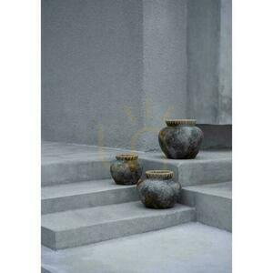 Vase BAZAR BIZAR Terracotta Collection Antik Grau Terrakotta Raffia S small 2