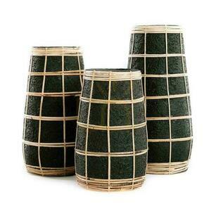 Vase BAZAR BIZAR Terracotta Collection Terrakotta Rattan Schwarz Natürlich S small 6