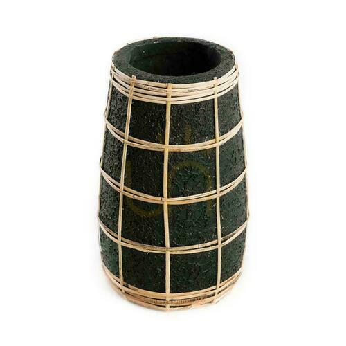Prüfen Vase BAZAR BIZAR Terracotta Collection Terrakotta Rattan Schwarz Natürlich S