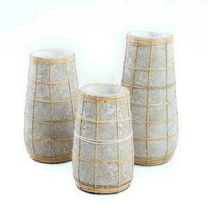 Vase Cutie BAZAR BIZAR S Terrakotta mit Rattangeflecht Beton Natur 14x22 cm small 4