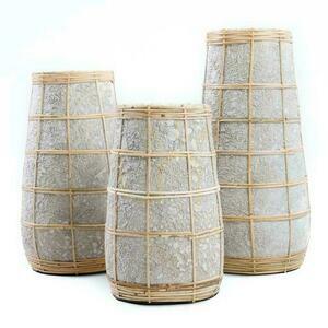 Vase Cutie BAZAR BIZAR S Terrakotta mit Rattangeflecht Beton Natur 14x22 cm small 6
