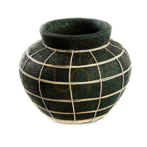 Prüfen Vase BAZAR BIZAR Terracotta Collection Terrakotta Rattan Schwarz Natur M