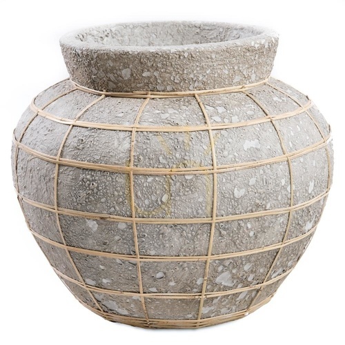 Prüfen Vase BAZAR BIZAR Belly Terrakotta Rattan Beton Natur L Terracotta Collection