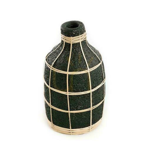 Prüfen Vase BAZAR BIZAR Terracotta Collection Schwarz Natur Terrakotta Rattan L