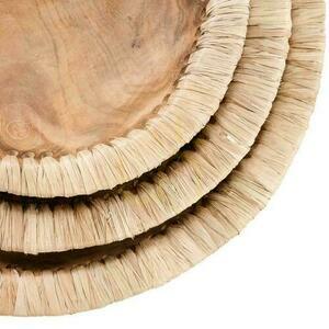 Schale BAZAR BIZAR Bowls Teakholz Leder Natur Beige 30 cm small 4