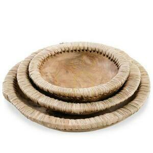 Schale BAZAR BIZAR Bowls Teakholz Leder Natur Beige 30 cm small 7