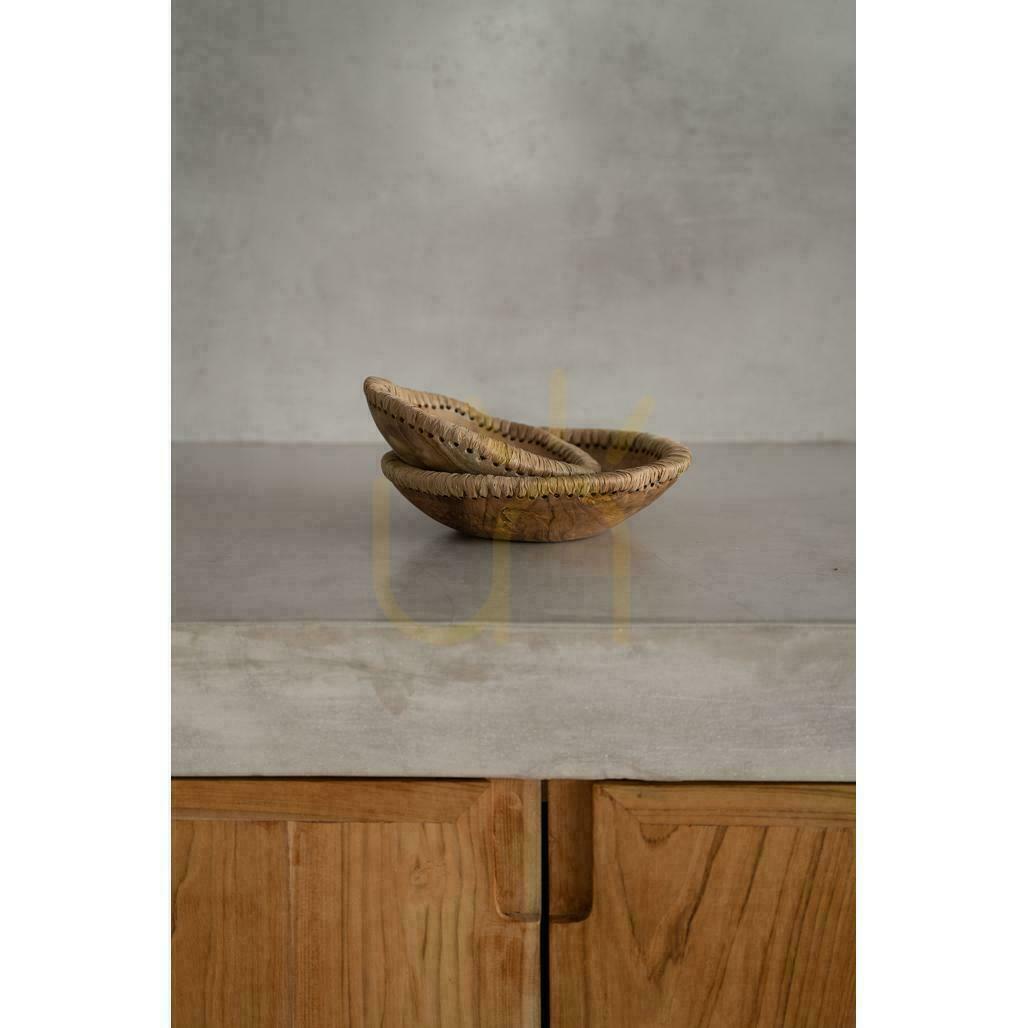 Aussicht Schale BAZAR BIZAR Bowls natürlich Teakholz Leder S Schale BAZAR BIZAR Bowls natürlich Teakholz Leder S