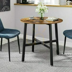 Runder Esstisch VASAGLE KDT080B01 80 cm rustikal braun-schwarz small 1