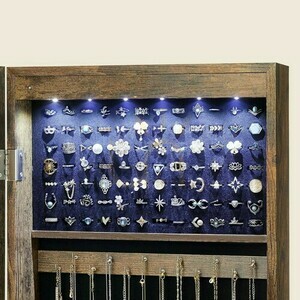 SONGMICS Schmuckschrank UJJC93CB mit Spiegel, rustikales Braun small 2