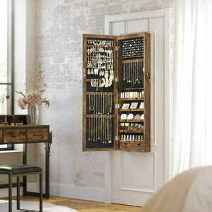 SONGMICS Schmuckschrank UJJC93CB mit Spiegel, rustikales Braun small 5