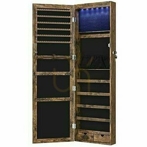 SONGMICS Schmuckschrank UJJC93CB mit Spiegel, rustikales Braun small 0