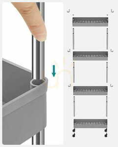 Schrank auf Rädern 4 Fachböden grau - KSC008G01 small 2