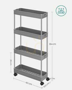 Schrank auf Rädern 4 Fachböden grau - KSC008G01 small 5