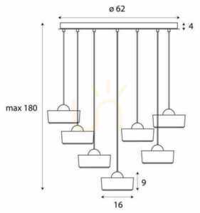 Pendelleuchte Max Light Lipari VII P0544 7-flammig weiß gold gebürstet 3000K small 3