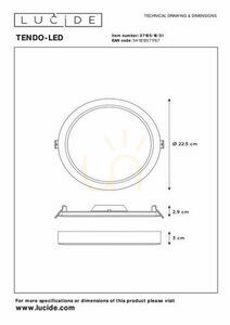 Plafond Lucide TENDO-LED Weiß 22 cm Aluminium LED 18W 3000K 07105/18/31 small 9