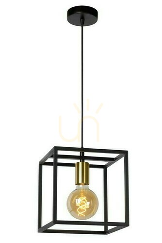 Prüfen Pendelleuchte Lucide RUBEN Schwarz Gold Metall Vintage 00424/01/30