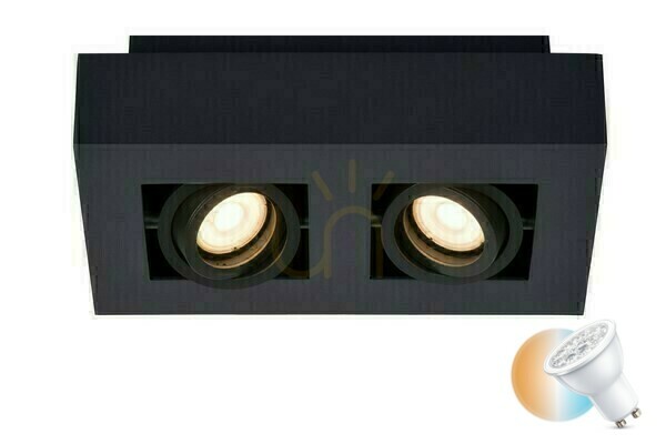 Lucide Xirax Black LED Downlight 2x GU10 CCT Aluminum 09119/11/30