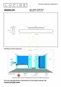 Wandlampe Lucide MADELON Schwarz LED 60 cm Glas IP44 04209/12/30 small 4